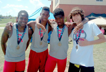 The 4x200 relay team (left to right) - Bryan Williams, Cameron Burge, Tre Bruner and Phillip Lavoie.