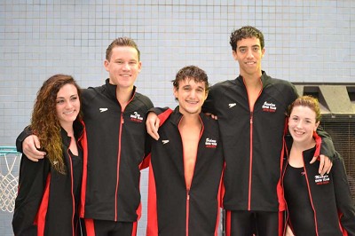 Carl Albert seniors have a good night. Pictured left to right: Alex Nessel, Tim Hyland, Sidney White, Jaedon Roe and Micayla Smith. (Photo by Rachael Lawrence)�